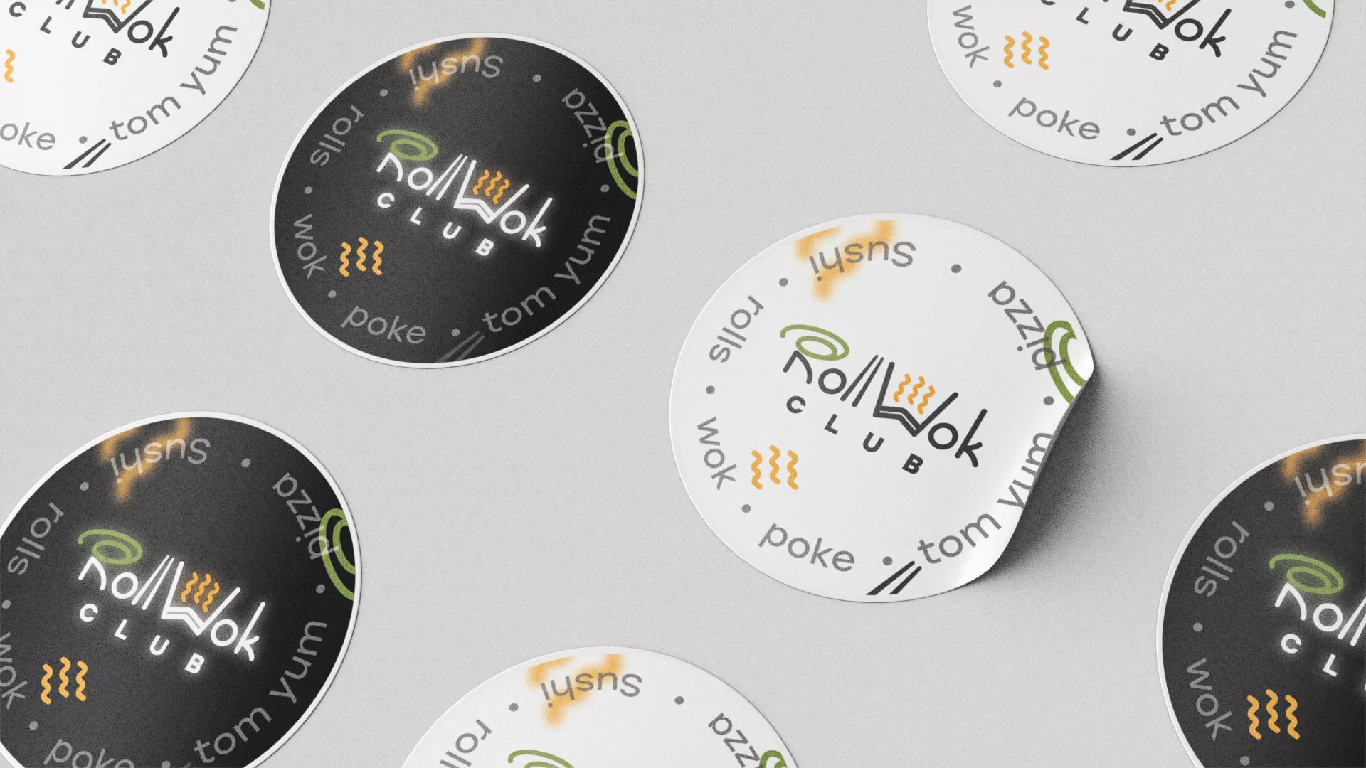 Разработка наклеек для суши-бара «Roll Wok Club» в Каменск-Шахтинске